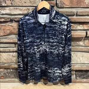 Nike PRO Dri-Fit Black and White Half Zip Up Running Pullover